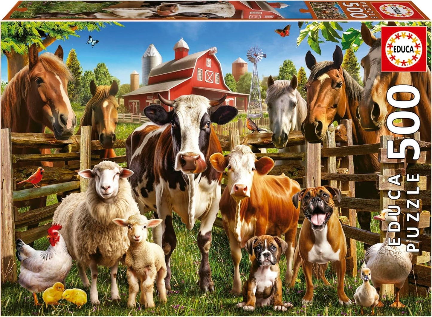 Educa - Puzzle mit 500 Teilen für Erwachsene | Freche Nutztiere. Abmessungen: 48 x 34 cm. Inklusive Fixpuzzle-Puzzlekleber. Seit 11 Jahren (19905) Puzzle Naty Shop Standardtitel