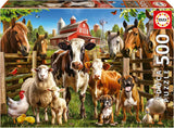 Educa - Puzzle mit 500 Teilen für Erwachsene | Freche Nutztiere. Abmessungen: 48 x 34 cm. Inklusive Fixpuzzle-Puzzlekleber. Seit 11 Jahren (19905) Puzzle Naty Shop Standardtitel