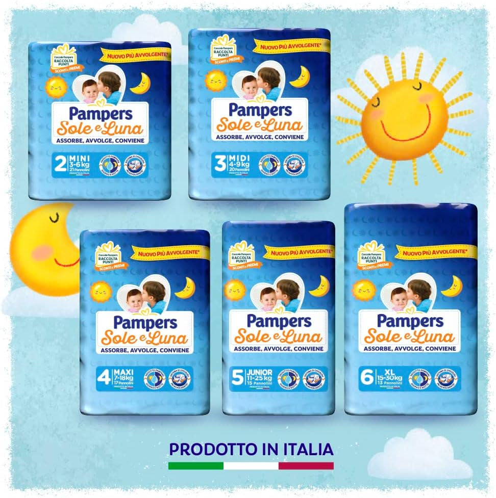 Pampers Sun and Moon Midi Windeln, Größe 3 (4-9 kg), 120 Windeln