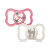 MAM Air Silikon-Schnuller, 2er-Pack, extra leichtes und luftiges Design, zahnfreundlicher Baby-Schnuller aus MAM SkinSoft-Spezialsilikon, mit Schnullerbox, 6-16 Monate, Bär/Nashorn