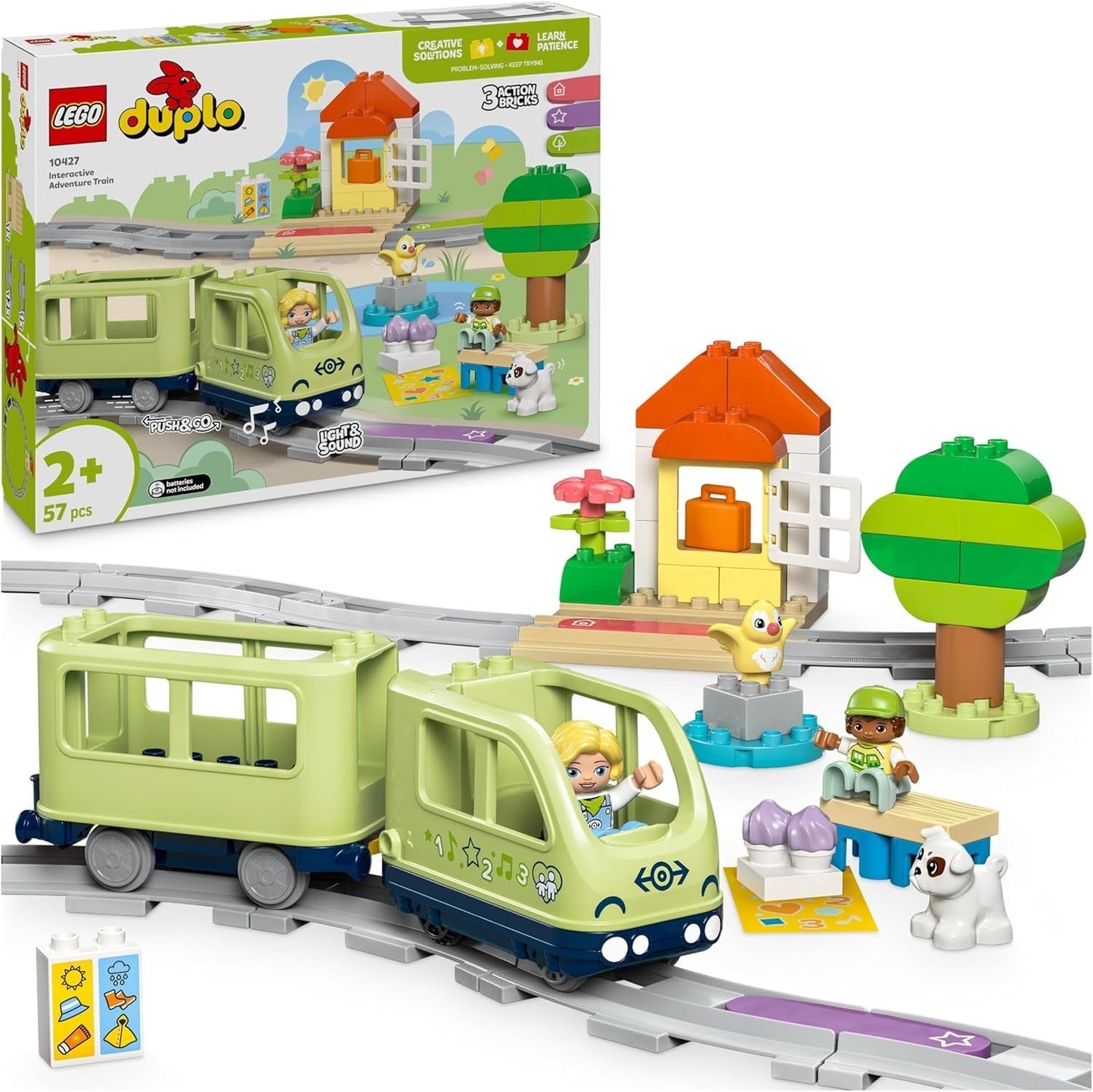 LEGO DUPLO Town Interaktiver Abenteuerzug, Spielset mit Lichtern und Geräuschen für Rollenspiele, ermöglicht 2-Jährigen das Bauen von Gleisen, Lernspielzeug für Kinder im Vorschulalter 10427 Bausets Besuchen Sie den LEGO-Store Standardtitel