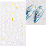 JMEOWIO 3D Nagelsticker Blume Frühlings Nail Art Sticker Selbstklebend Nagelaufkleber 5D Stereoskopisch Sommer Bunter Blumen Dekoration Nageldesign Zubehör 4 Blatt