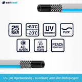CELLFAST Gartenschlauch, 3-lagiger Gartenwasserschlauch, langlebiger drahtverstärkter, flexibler Bewässerungsschlauch, UV-beständig, Anti-Algen, 3,4 Zoll, 20 Meter Länge