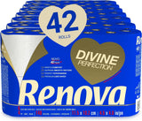 Renova Renova Divine Perfection Toilettenpapier, 42 Rollen, Premium-Toilettenpapier, 4-lagig, ultraweich, extra stark, dick, weich und saugfähig, FSC-zertifiziertes Papier, 4400 g
