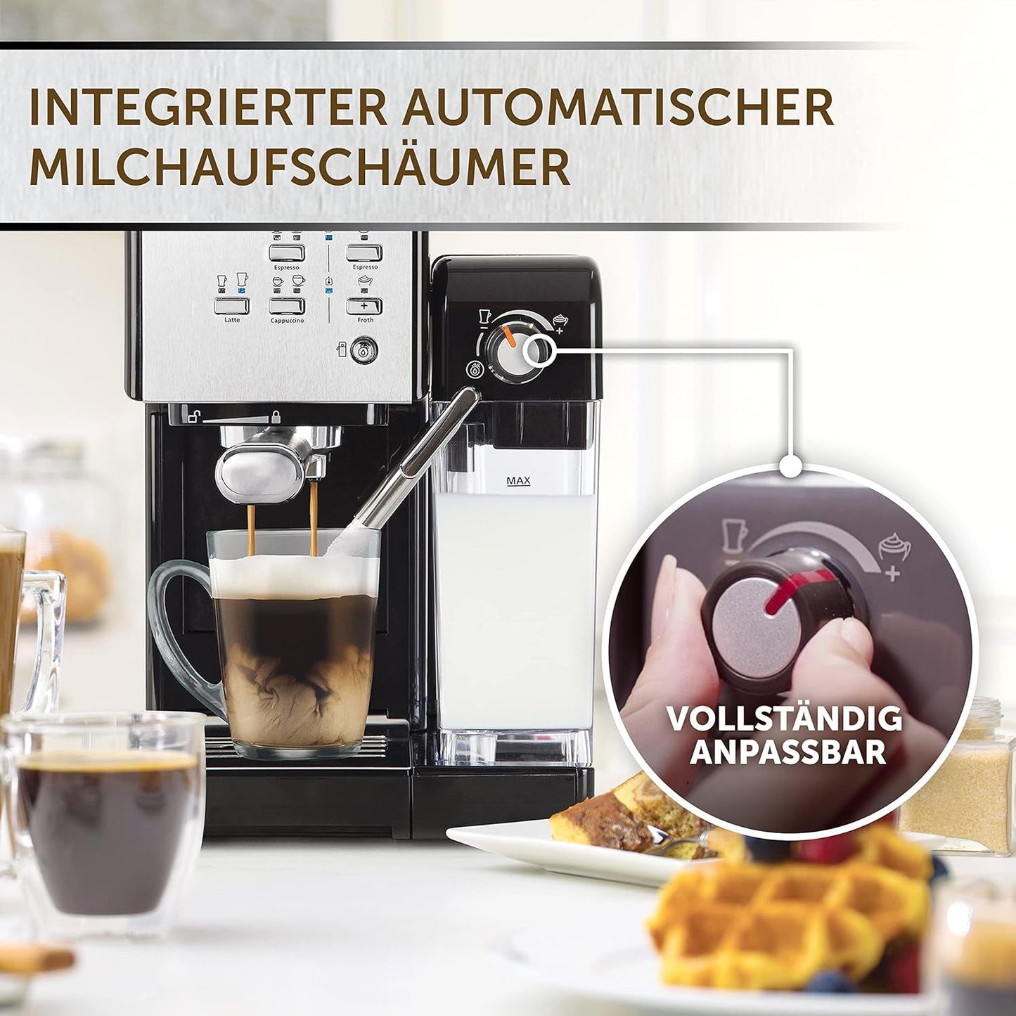 Espresso Breville Prima Latte II | Latte- und Cappuccino-Maschine | Professionelle Pumpe mit 15 bar und Milchaufschäumer | Silber [VCF108X]
