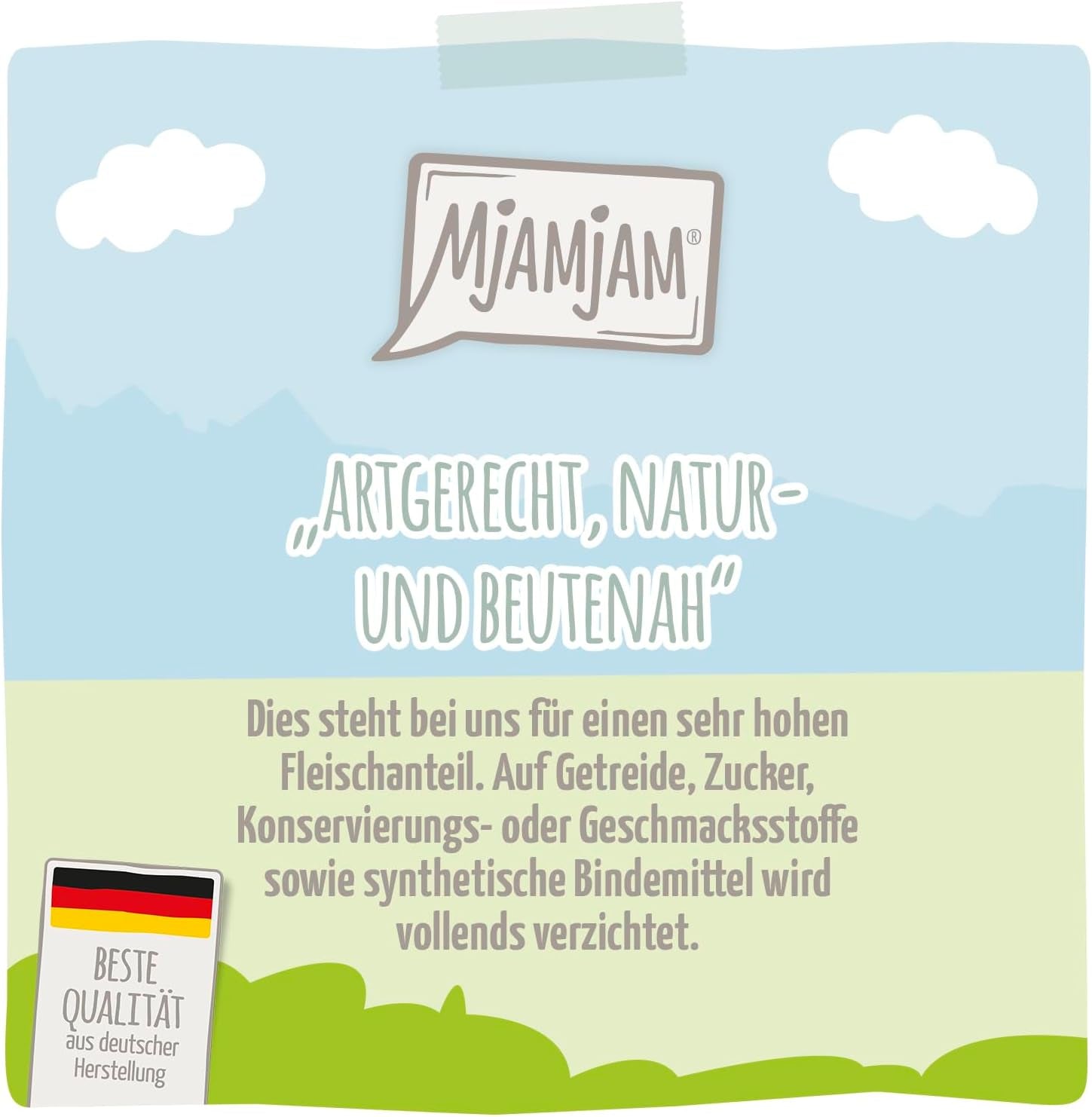 MjAMjAM – Premium-Nassfutter für Katzen – Quetschbeutel – DUO mit raffiniertem Kalbfleisch und Hering, 12er-Packung (12 x 125 g), getreidefrei
