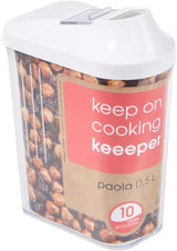 keeeper Ausgießbox für Trockenvorräte, stufenlos verstellbarer Dosierdeckel, Kunststoff, 500 ml, 8 x 4,5 x 15 cm, Paola, weiß Frischhaltedosen Naty Shop 500 ml