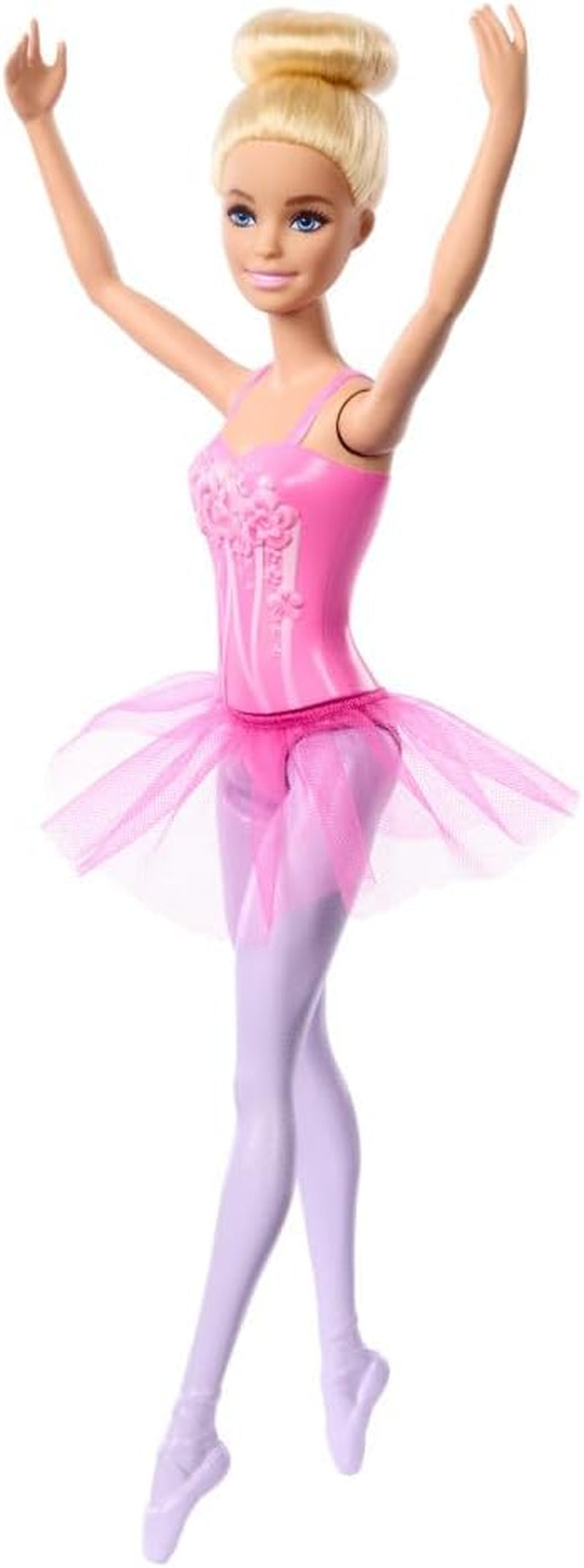 Barbie-Ballerina-Puppe, modische blonde Puppe in abnehmbarem lila Tutu mit Ballettarmen und spitzen Schuhen HRG34
