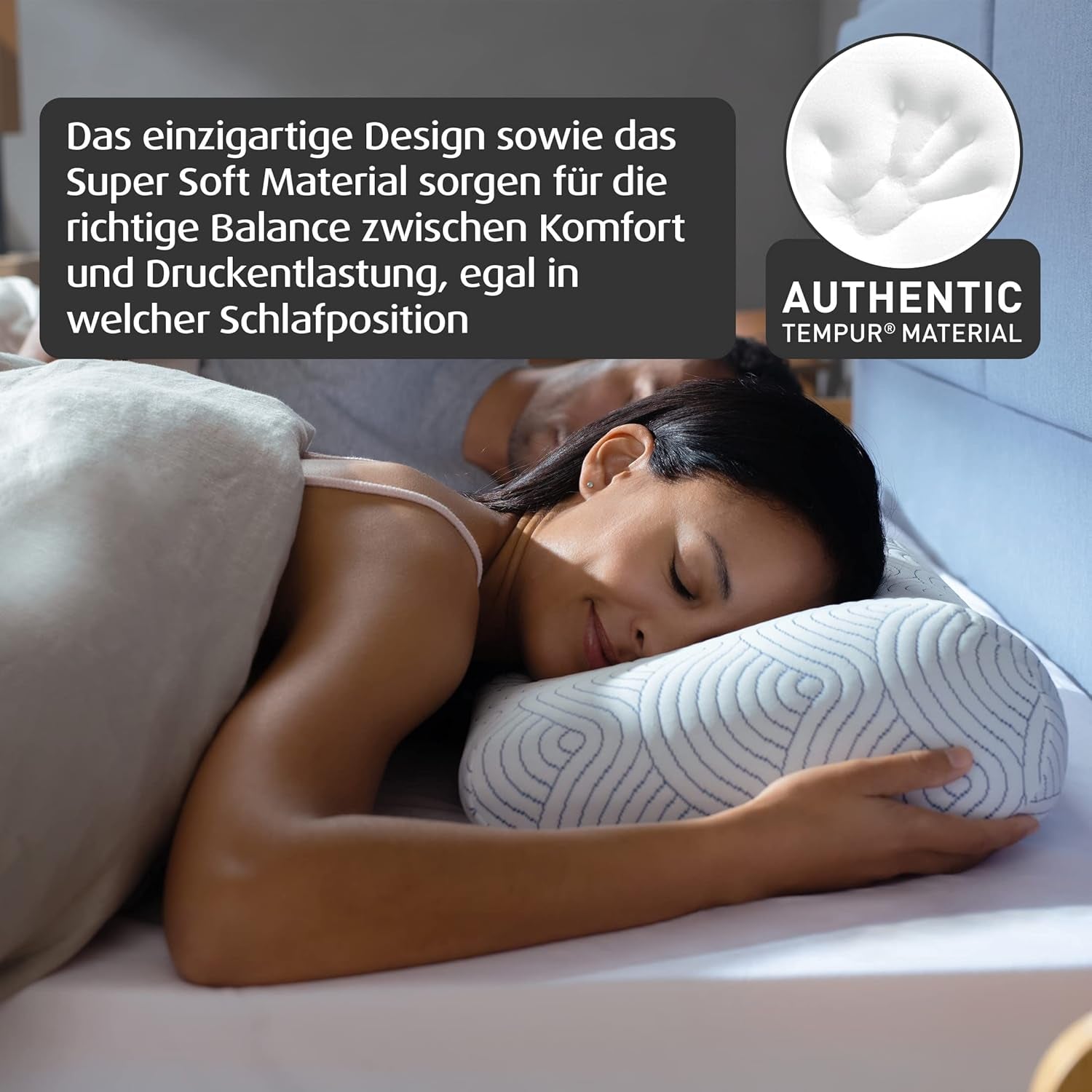 TEMPUR EASE Memory Foam-Schlafkissen, ergonomisches Nackenstützkissen für jede Schlafposition, fester Halt, 50 x 31 x 10/5 cm, weiß Naty Shop Standardkissen
