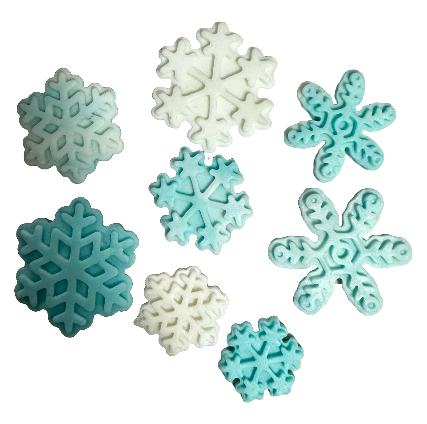 Set mit 8 essbaren Zuckerdekorationen, Schneeflocken-Dekorationen aus Zuckerpaste, Naty Shop
