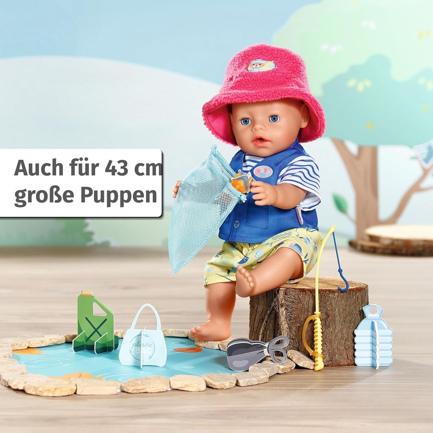 Baby Born Teddy Angler Kostüm mit Angelrute für 43cm Puppen und Teddybär, 835982 Zapf Creation