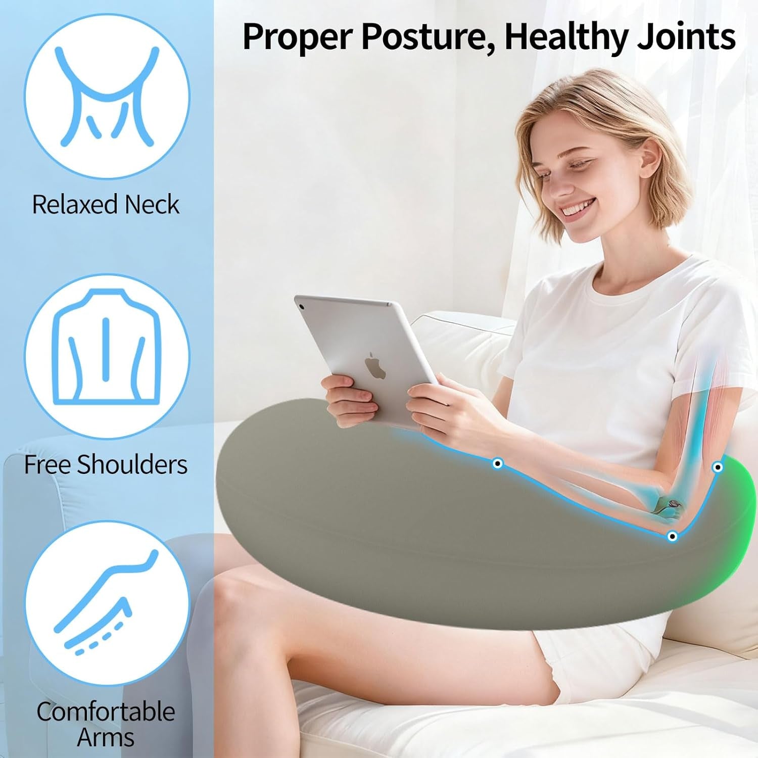 Lesekissen und Gaming-Kissen, tragbares aufblasbares Lesekissen mit Aufbewahrungstasche, ergonomisches Häkelkissen zum Lesen, Spielen, Häkeln und Arbeiten