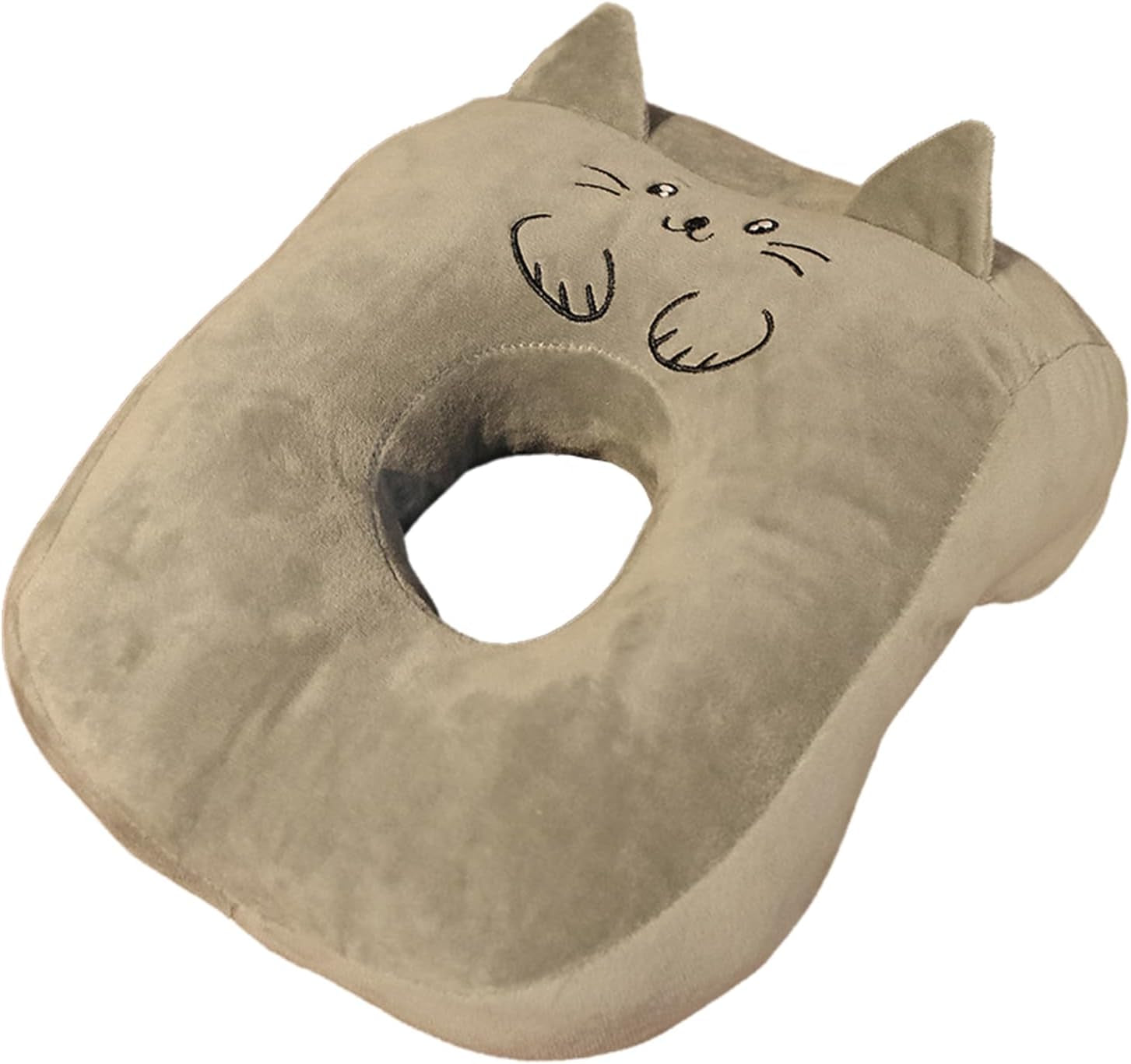 Büro-Schlafkissen aus Memory-Baumwolle, süßes Ohrlochkissen, weiches Schlafkissen, Seitenschläfer-Ohrkissen für Frauen, Mädchen, Kinder (graues Kätzchen), orthopädische Nackenkissen, Naty Shop, Katze, Grau