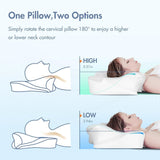 Elegear Memory-Schaum-Kissen mit kühlendem Kissenbezug, Nackenschmerzen-Kissen, Seitenschläferkissen, ergonomisches Kissen, orthopädisches Kissen für Seitenschläfer, Rücken, Bauch, 63 x 10/14 x 36 cm, orthopädische Nackenkissen, Naty Shop
