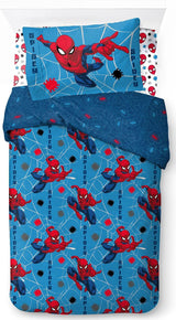 Bettwäsche für Kinder, Disney-Figuren, 100 % Baumwolle Bettwäsche – Kinder Naty Shop Blau – Spiderman 135X200/50X70 (3 Stück)