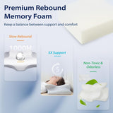 HOMCA Nackenkissen, ergonomisches Memory-Schaum-Kissen, 3D-Kühlkissenbezug für Rücken-, Seiten- oder Bauchlage, 62 x 41 x 9,5/12,5 cm, orthopädische Nackenkissen, Naty Shop