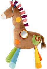 SIGIKID 42863 Giraffe XXL Babyspielzeug, PlayQ Lernspielzeug, Plüschtier mit Beißring, Rassel, Spiegel, quietschend, für Babys und Kinder ab 3 Monaten, Mehrfarbig/Giraffe 72 cm, Toys Bebe Naty Shop