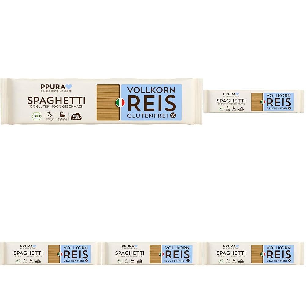 PPURA Spaghetti mit glutenfreiem Bio-Vollreis 400g – Italienische Naturnudeln mit Bio-Vollreis – Glutenfrei, ohne Zucker oder Zusatzstoffe, traditionell zubereitet