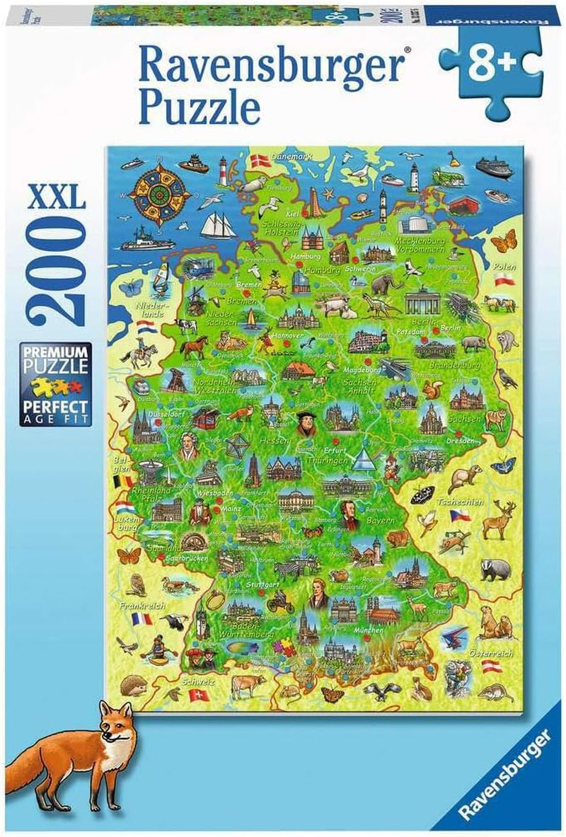 Ravensburger Kinderpuzzle – Farbige Deutschlandkarte – 200-teiliges Puzzle für Kinder ab 8 Jahren. Puzzle Naty Shop Standardtitel