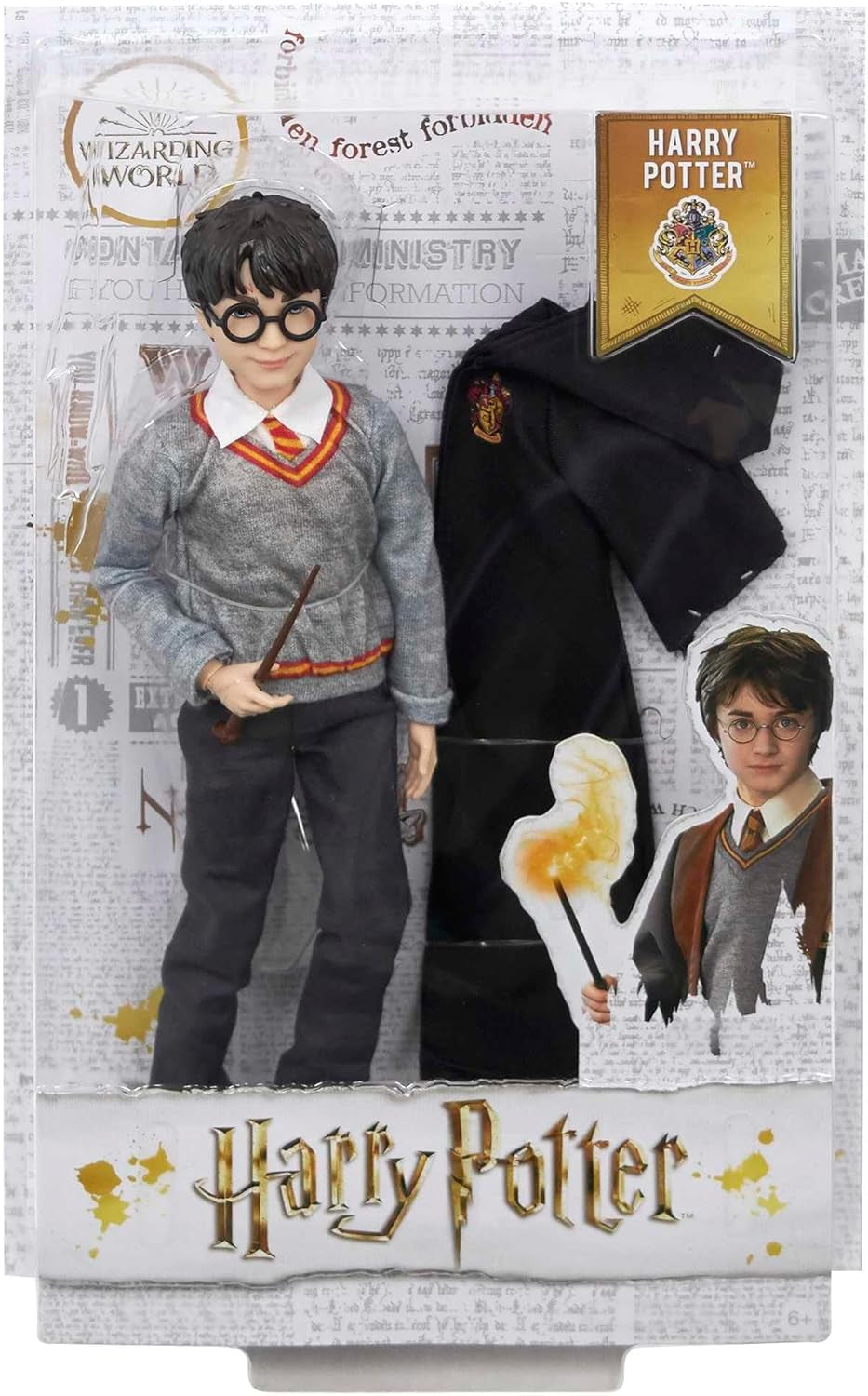 Mattel Harry Potter – Sammelpuppe (ca. 26 cm) mit Hogwarts-Uniform, Gryffindor-Robe und Zauberstab, Spielzeug ab 6 Jahren FYM50 Actionfiguren Naty Shop