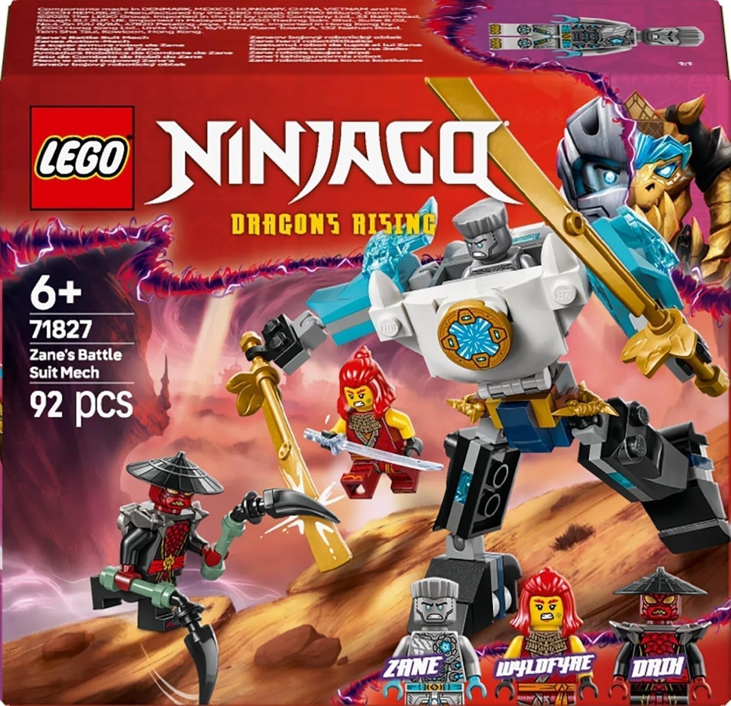 LEGO NINJAGO Zanes Action-Mech – Ninja-Spielzeug mit 3 Minifiguren zum Rollenspiel – Kleines Set zum Bauen und Spielen für Kinder – Geschenkidee für Jungen und Mädchen ab 6 Jahren 71827 Bausets Besuchen Sie den LEGO-Store