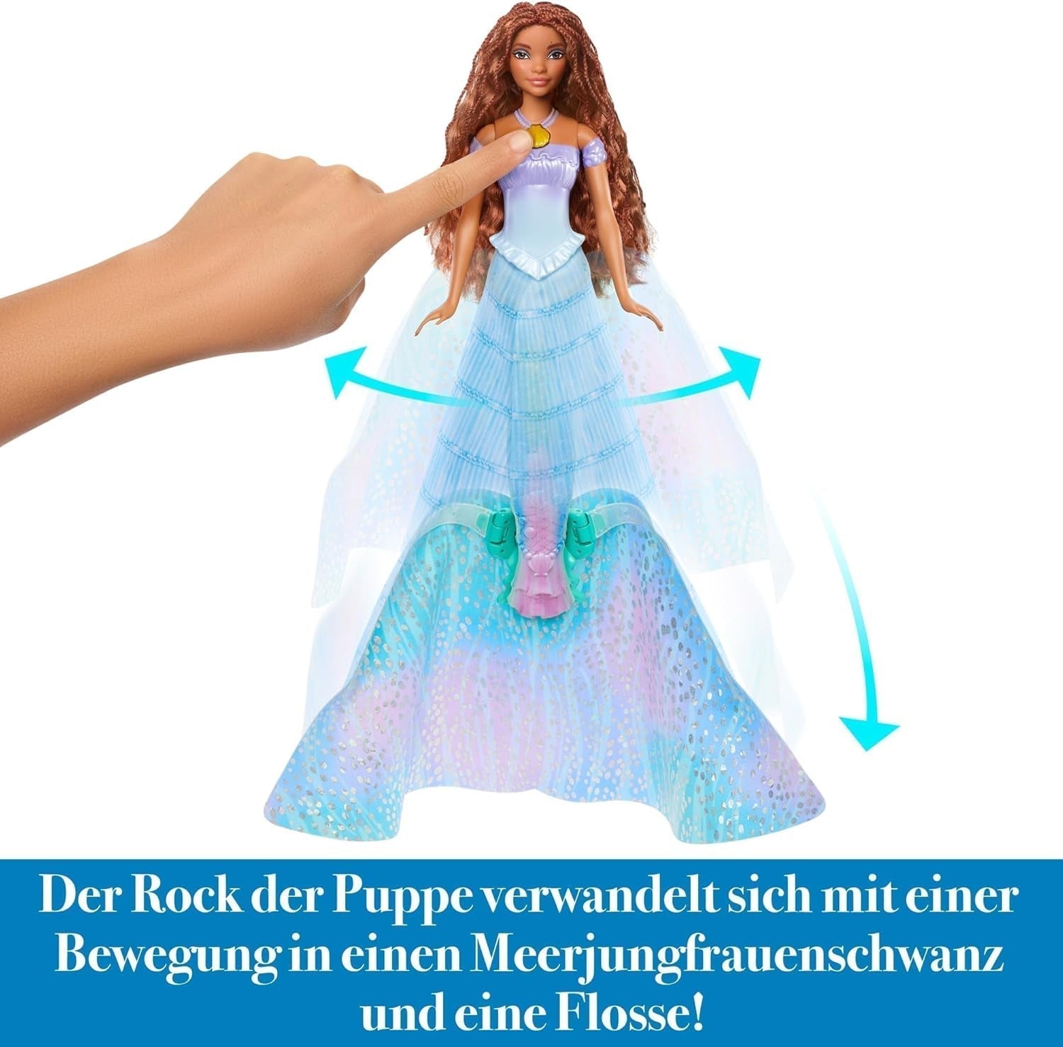 Mattel Disney Princess Ariel Puppe, inspiriert vom Film „Die kleine Meerjungfrau“, Transformation: Meerjungfrau-Mann-Spielzeug, Mobile, Disney-Geschenke, Spielzeug für 3-Jährige, HLX13 Naty Shop-Puppen