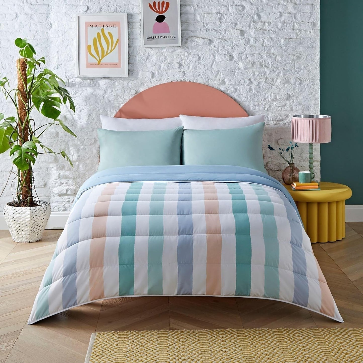 Night Lark Coverless Duvet Super King 6 Tog Spring Summer – Abstrakte Wellen. Superweiche, bequeme und leichte Decke. Maschinenwaschbar und schnell trocknend, All-in-One-Set mit wendbaren Kissenbezügen. Steppdecken und Bettdecken, mehrfarbig, Einzelbett von Naty Shop