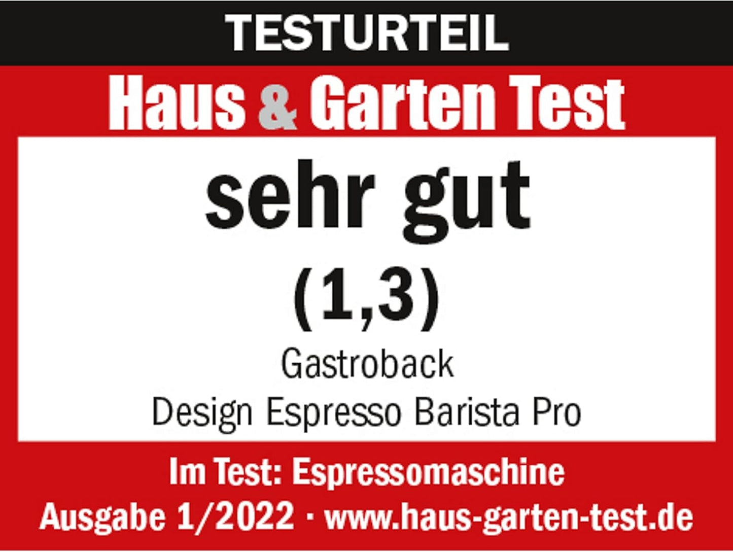 GASTROBACK Espressomaschine mit Mahlwerk inklusive Milchkännchen, Presser und Edelstahl-Siebträger – Barista-Espressomaschine mit Milchaufschäumer – Espressomaschine mit 30 Mahlgradeinstellungen