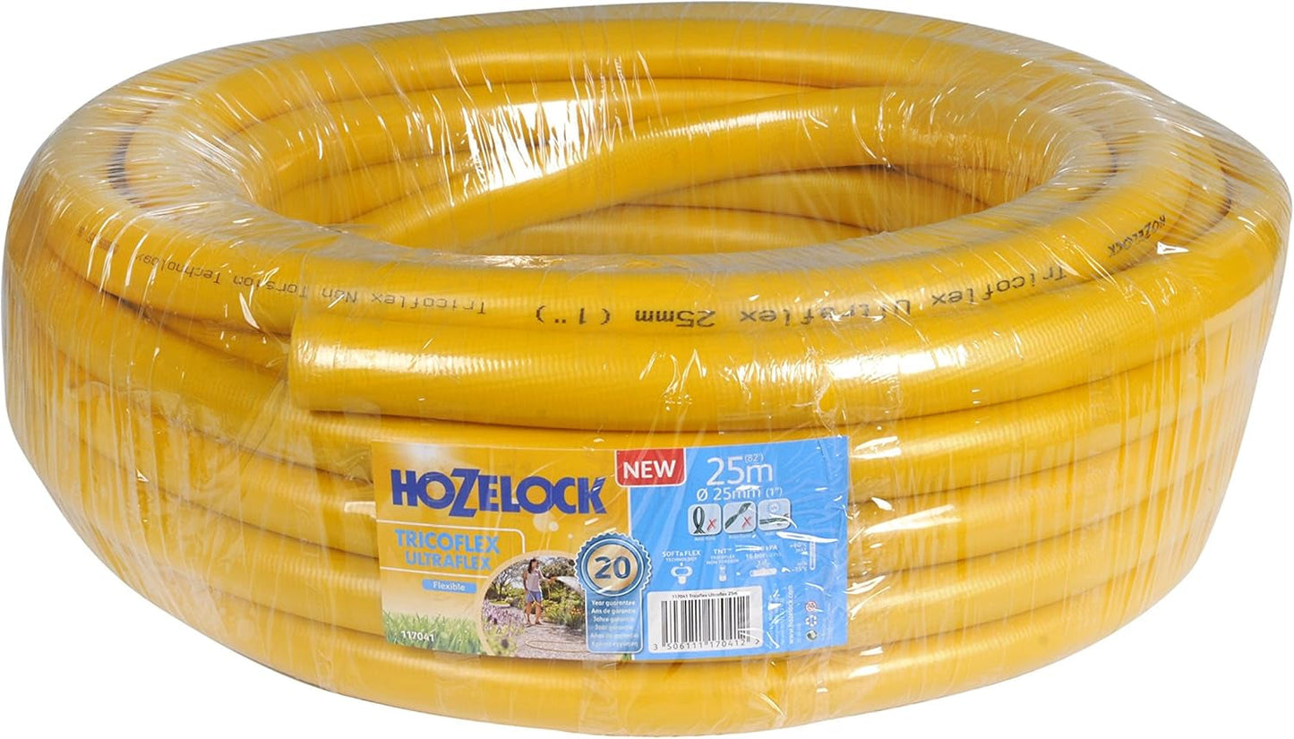 HOZELOCK - Tricoflex Ultraflex Schlauch Ø 12,5 mm (1/2") 20 M: Flexibler Gartenschlauch, wetterfest, verdreh- und biegefest, aus 40 % recyceltem PVC [117002], gelb