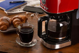 Ariete Moderna 1396 Filter-Espressomaschine für die Zubereitung von amerikanischem Kaffee, bis zu 15 Tassen, Glaskaraffe, Heizplatte, LCD-Display, herausnehmbare und waschbare Filter, weiß