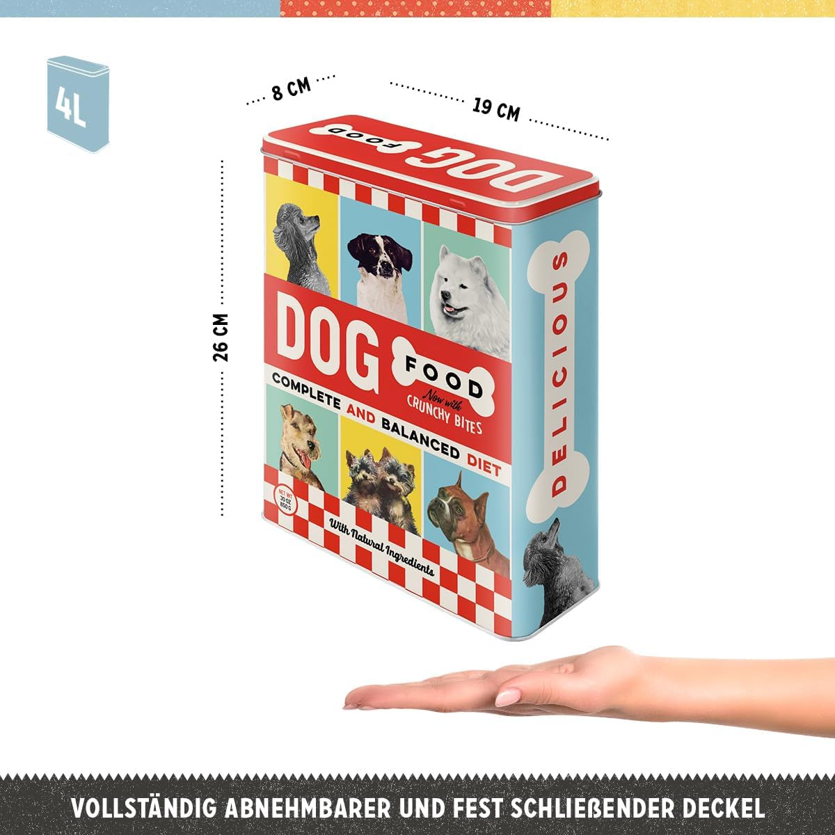 Nostalgic-Art Retro-Aufbewahrungsbox XL, 4 l, Hundefutter – Geschenkidee für Hundebesitzer, Aufbewahrungsbox für Trockenfutter, Vintage-Design Futteraufbewahrungsboxen Naty Shop