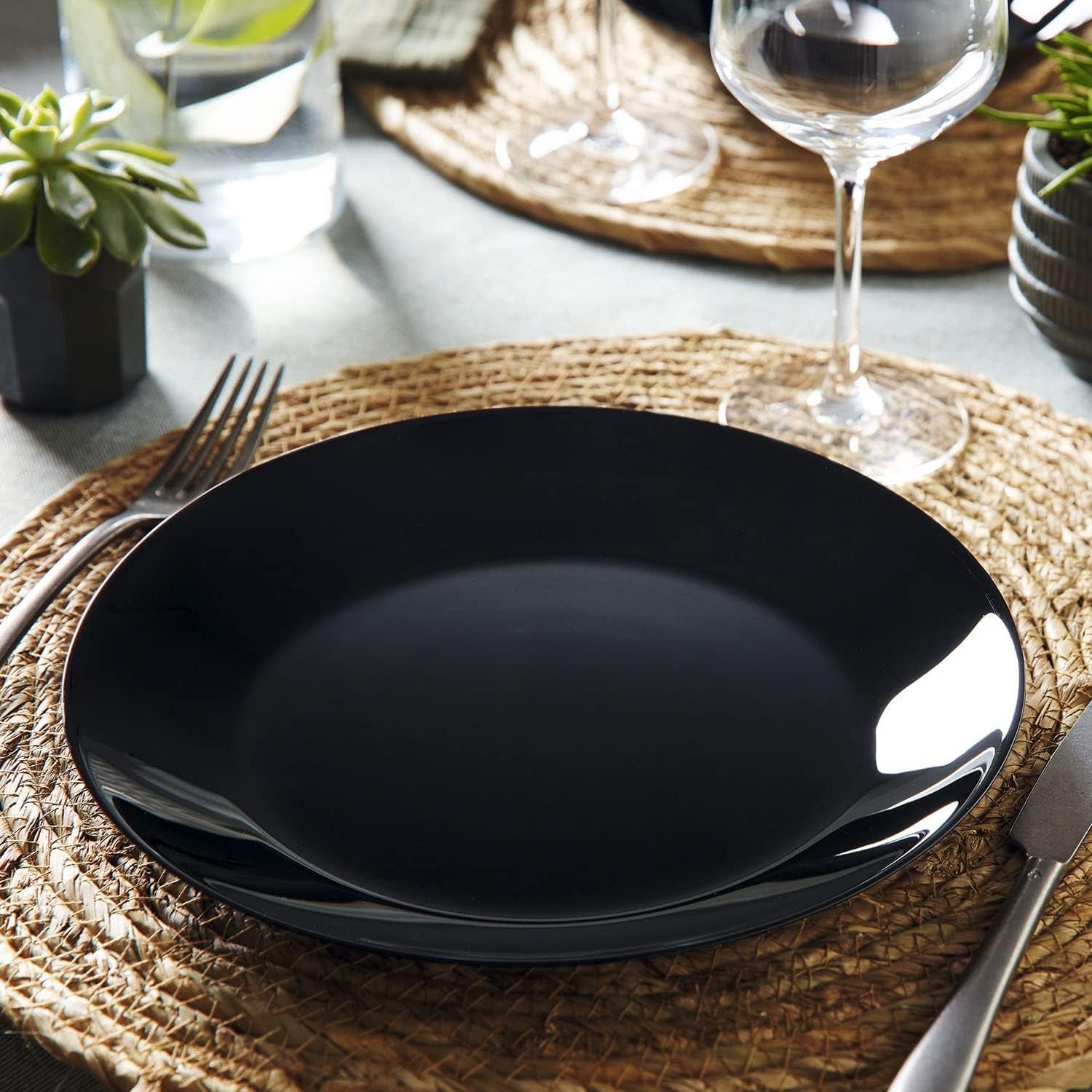 Arcopal Zelie Tafelservice aus schwarzem Glas, 12-teilig, 4 Plätze, schwarz