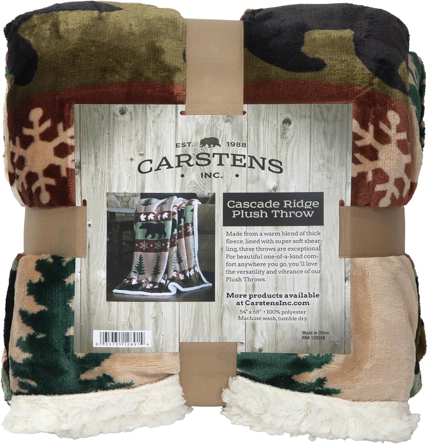 CARSTENS, INC. Wrangler Ultra Premium Überwurfdecke, superweich, Sherpa-Fleece, übergroß, 137,2 x 172,7 cm, Southwest Horizon Betten und Decken Carstens, Inc. Cascade Ridge