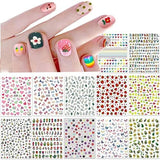 Niedliche Nagelaufkleber für Kinder, 20 Blatt, 3D-Nagelaufkleber, die im Dunkeln leuchten, Blumen, bunte Nagelkunstdekorationen, Nagelaufkleber, selbstklebende Aufkleber, DIY-Dekorationszubehör