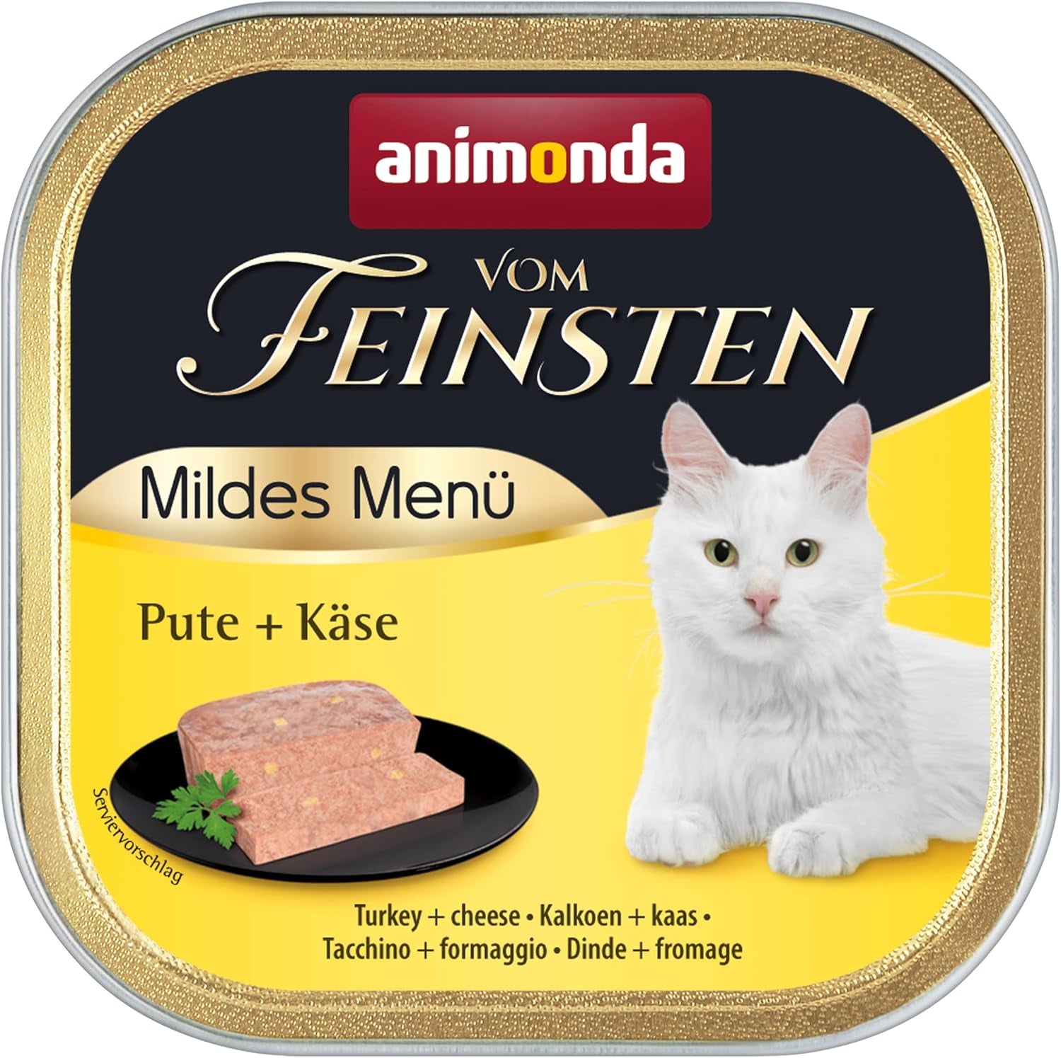 animonda vom Feinsten Mild Menü Milde Sorte (32 x 100g), getreidefreies, zuckerfreies Nassfutter für Katzen, leicht verdauliches Futter mit Putenfleisch