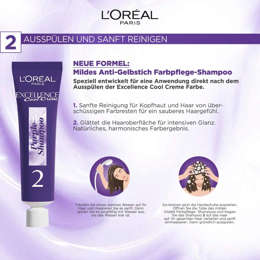 L'Oréal Paris Permanente Haarfarbe mit ultra coolem Farbergebnis, 100 % Abdeckung grauer Haare, Set mit Coloration, Shampoo und Pflegecreme, Excellence Cool Creme, Nr. 7.11 Ultra cool medium blond (Blond) Naty Shop Haarfarbe