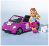 Simba 105731539 - Evi Love Beetle Evi's, Evi mit Auto, Auto: 22 cm, mit Hund, Modepuppe, 12 cm, für Kinder ab 3 Jahren