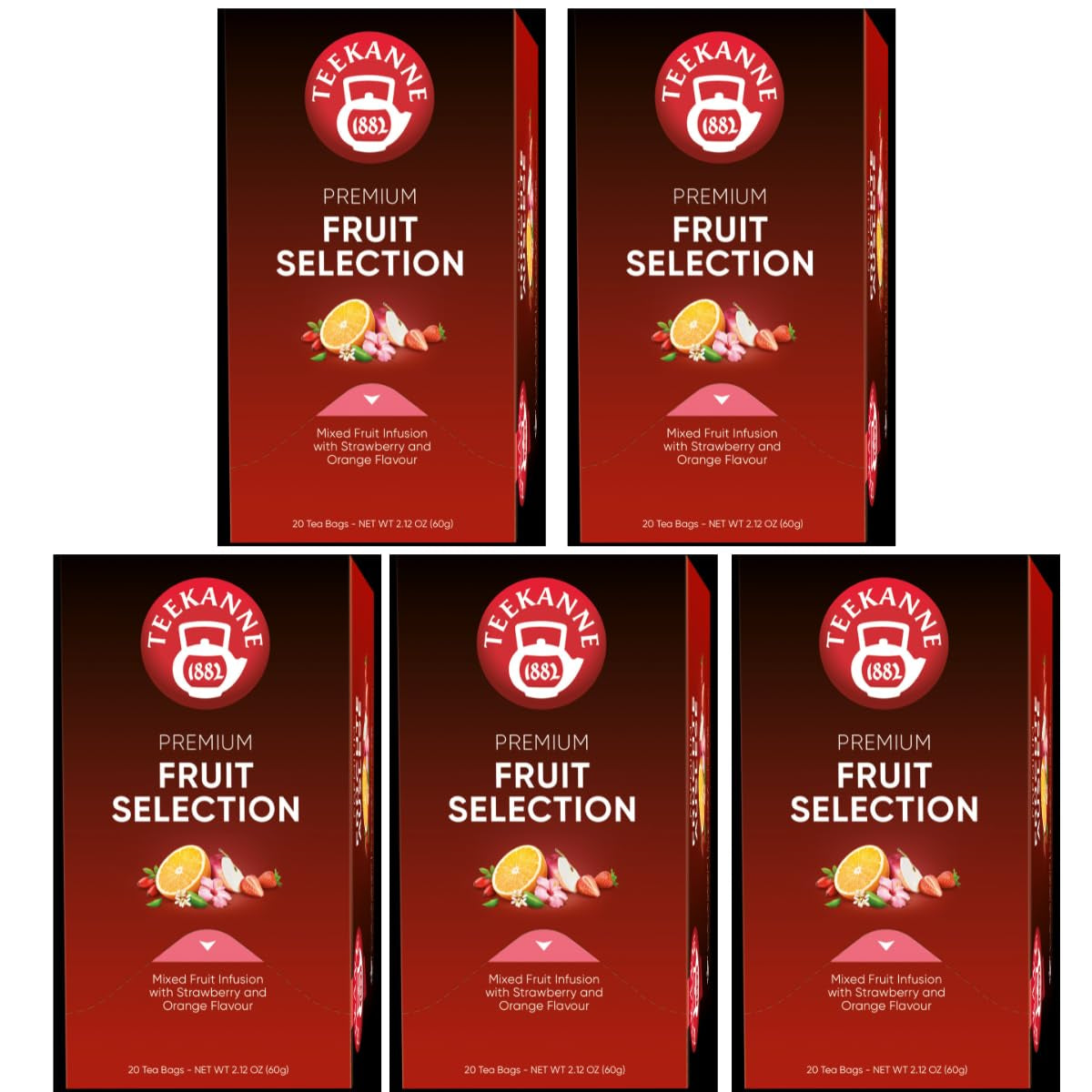 Teekanne Premium Fruit Selection, 5er Pack (5 x 20 Teebeutel), 5 x 60g