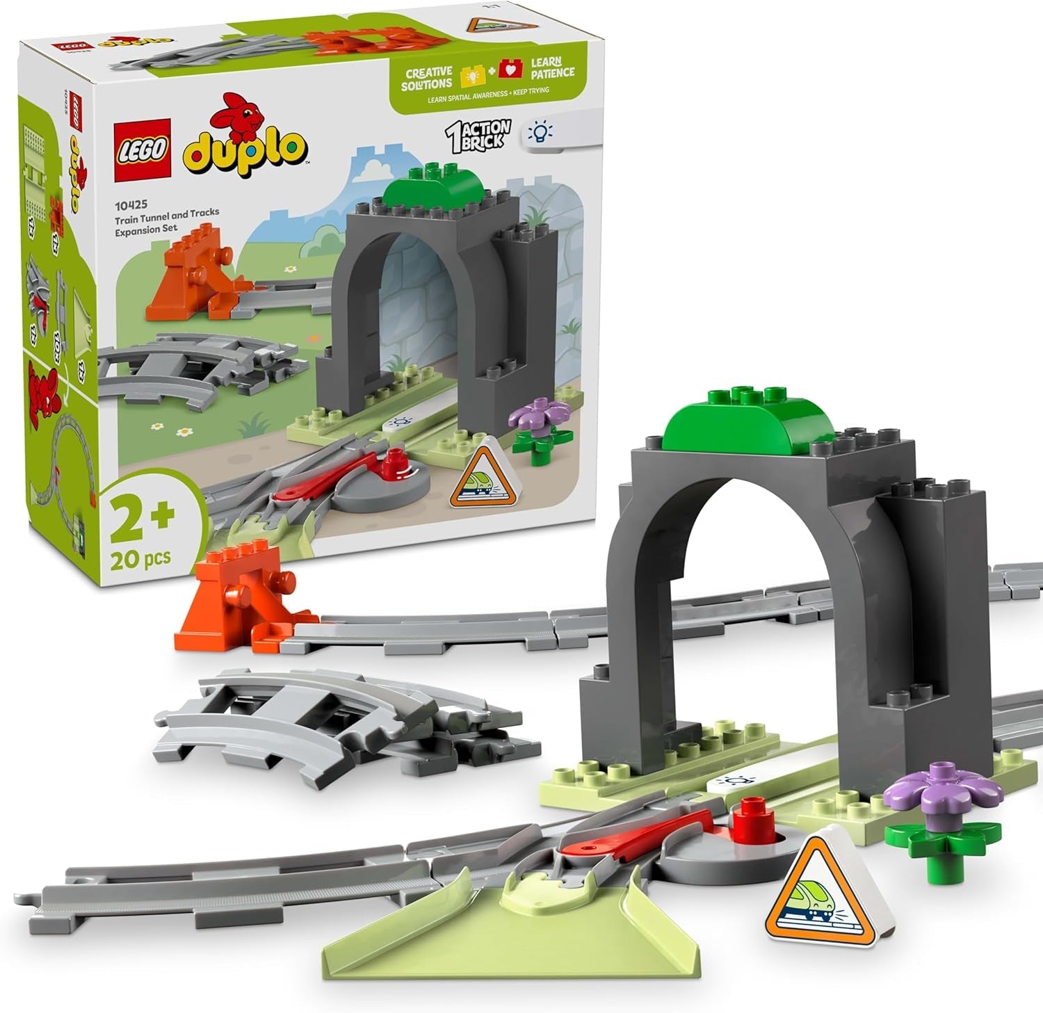 LEGO DUPLO Town Eisenbahntunnel und Gleise – Erweiterungsset, Geschenk für Kleinkinder, fördert die Geschicklichkeit, Spielset für 2-jährige Fahrzeugfans, kreatives Lernspielzeug 10425 Bausets Besuchen Sie den LEGO-Store Standardtitel