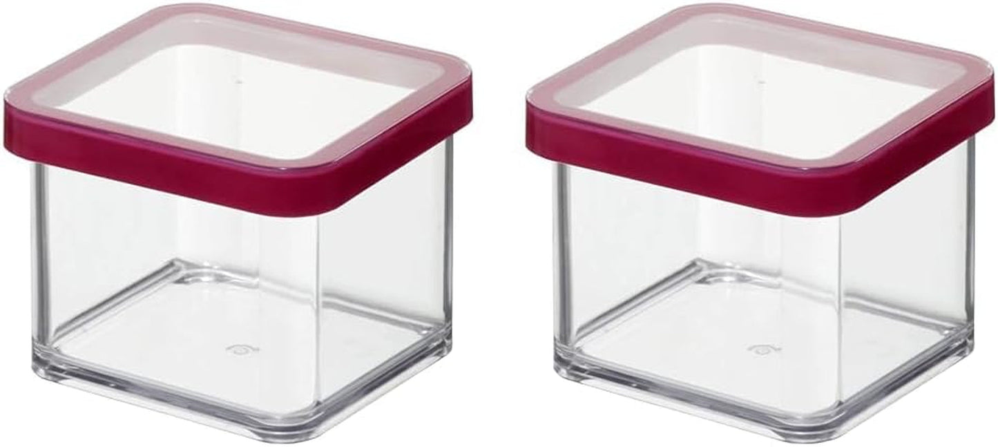 Rotho Loft 5er-Set Vorratsdosen mit Deckel, verschiedene Größen, BPA-freier, lebensmittelechter Kunststoff (PP), transparent/rot, (21,4 x 21,4 x 23,5 cm), Naty Shop Frischhaltedosen 0,5 l, quadratisch (2er-Pack)