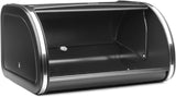 Brabantia Brötchen-Brotbox – Kompakte Aufsatz-Aufbewahrungsbox für Brot, Bagels und Brötchen mit flachem Deckel, robuster Stahl – mittelgroß – mattschwarz. Lebensmittel-Aufbewahrungsboxen Naty Shop