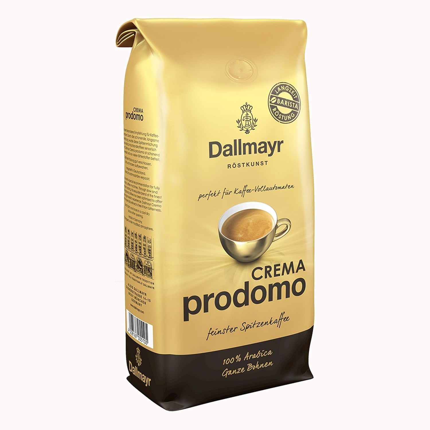Prodomo Creme, Bohnenkaffee, Röstkaffee, Kaffee, ganze Bohnen, Kaffeebohnen, 8 x 1000 g