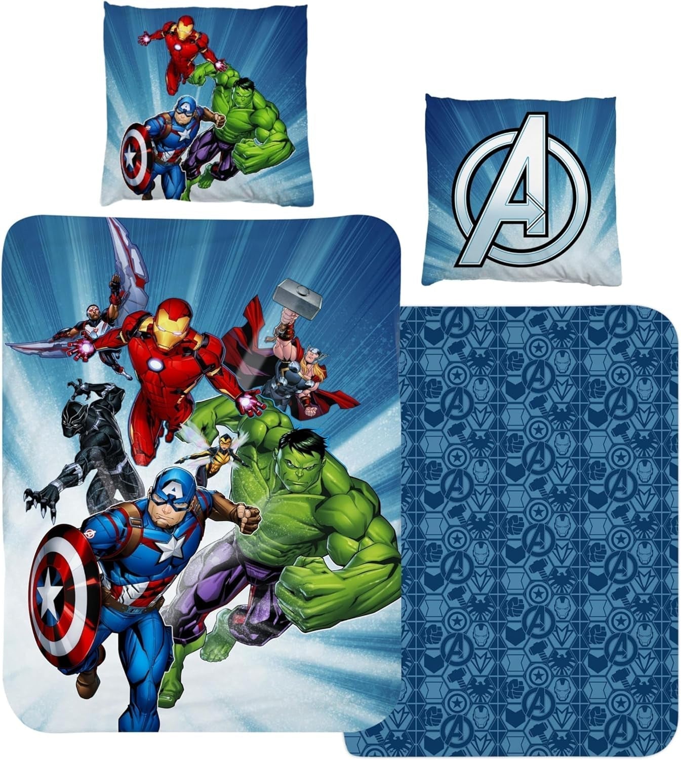 Kinderbettwäsche, verschiedene Comicfiguren, 100 % Baumwolle. Bettwäsche – Kinder Naty Shop Avengers