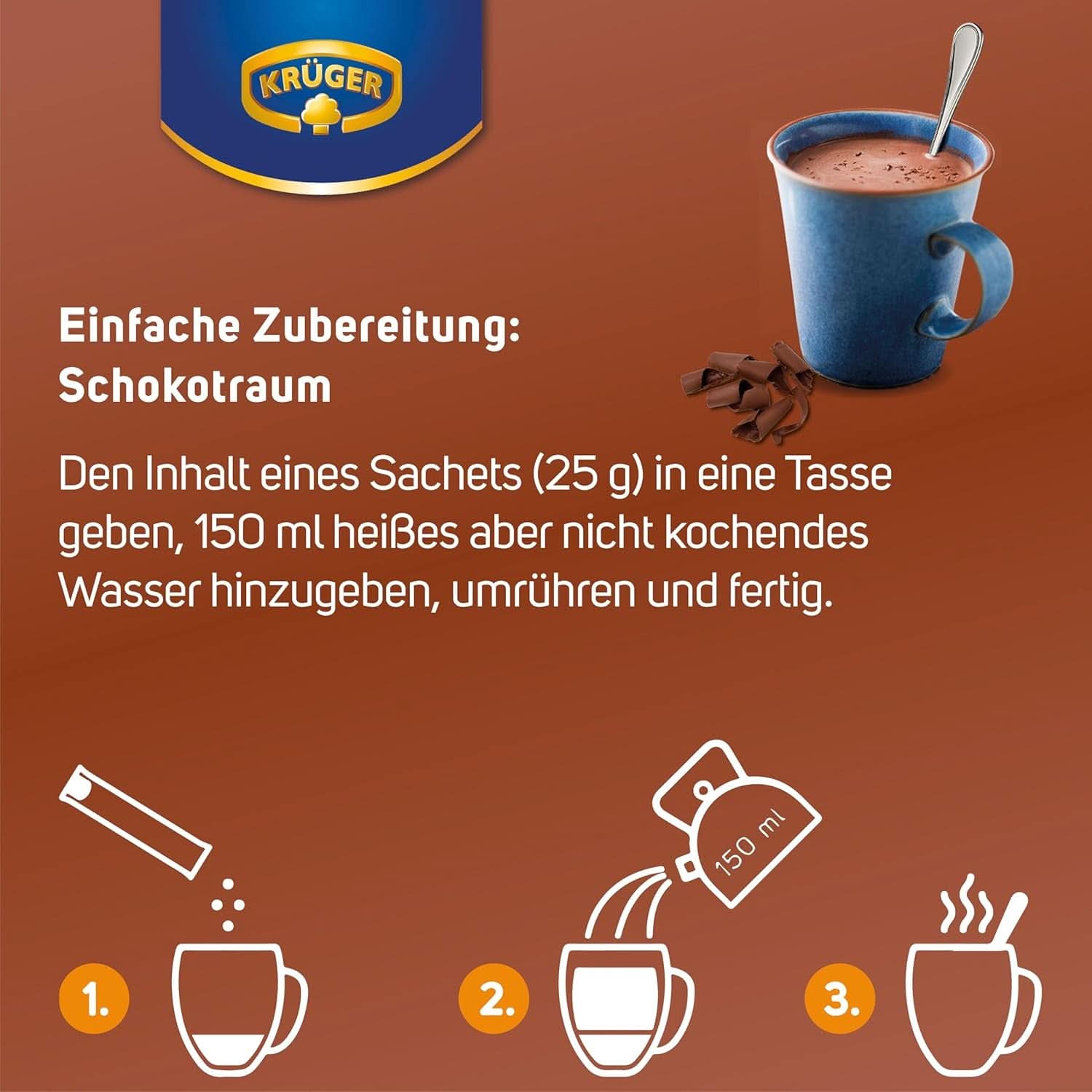 KRÜGER Family, Kakaopulver für heiße Schokolade, 8 Schachteln x 10 Beutel, 8 x 250 Gramm Kakao und heiße Schokolade Naty Shop