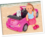 Simba 105731539 - Evi Love Beetle Evi's, Evi mit Auto, Auto: 22 cm, mit Hund, Modepuppe, 12 cm, für Kinder ab 3 Jahren