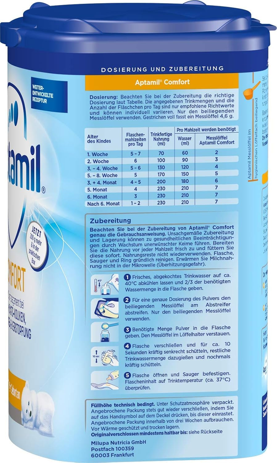 Aptamil Comfort – Spezialnahrung ab der Geburt, gegen Koliken, Blähungen und Verstopfung, 800 Gramm Naty Shop