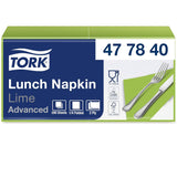 Tork 477840 Limetten-Lunchservietten / 2-lagige Servietten für kleine Mahlzeiten oder Snacks / Erweiterte Qualität / 10 x 200 (2000) Papierservietten / 32,6 x 33 cm (L x B) / 1/4-Faltung