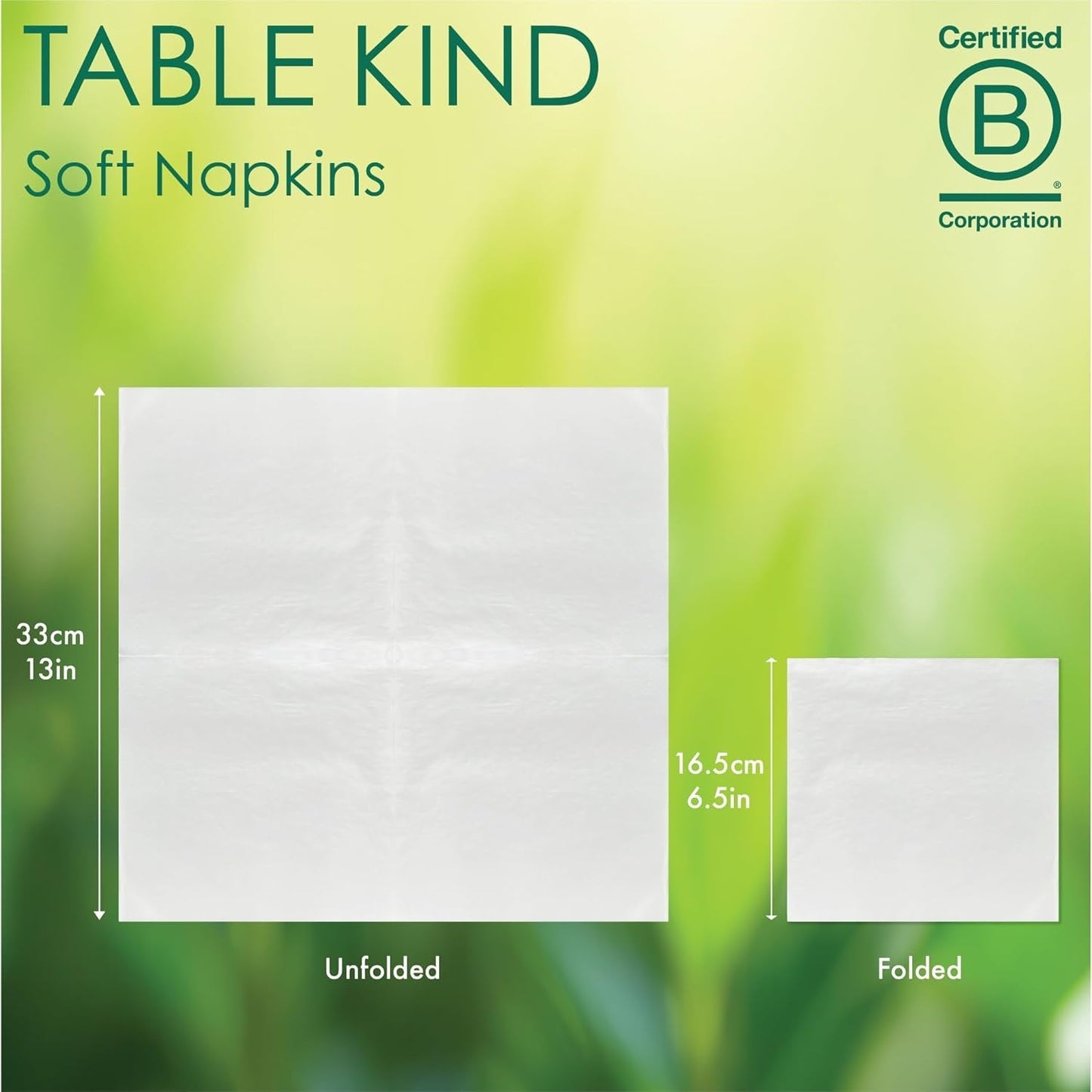 Table Kind 100 weiße weiche Servietten in Großpackung, hochwertige Servietten für Party, Catering und den täglichen Gebrauch, FSC, nachhaltig und recycelbar, hergestellt in der EU | 2-lagig | 33 cm
