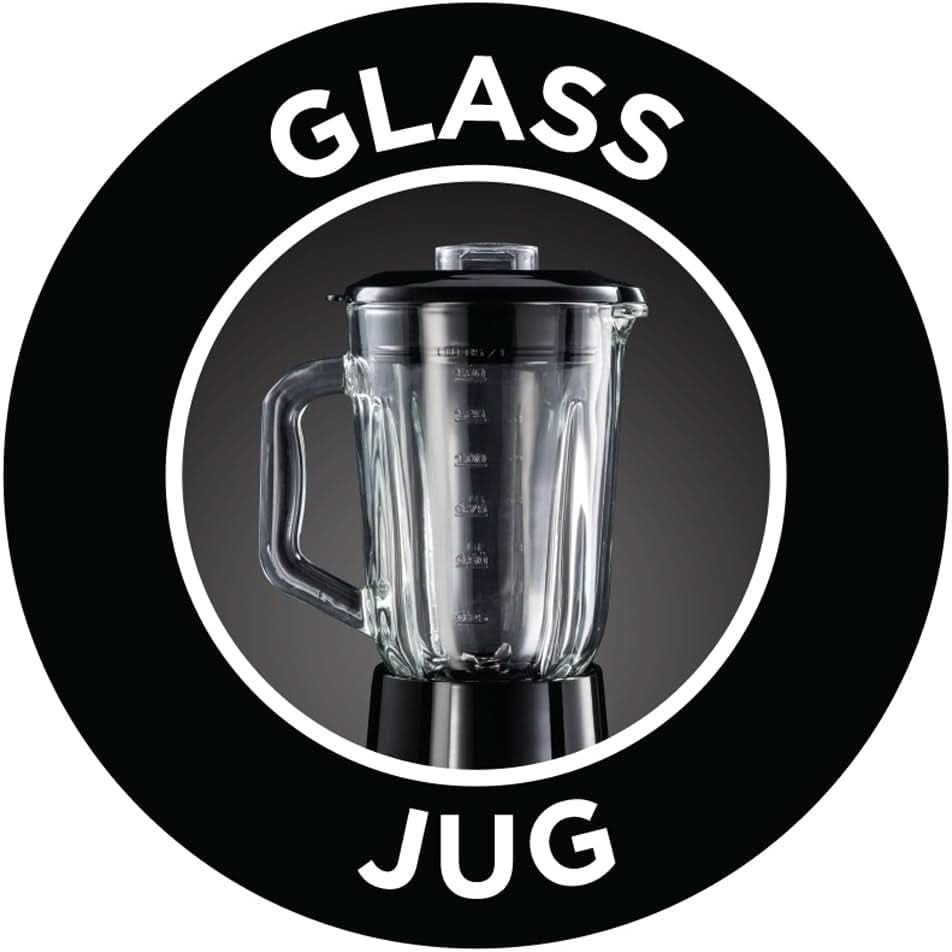 Russell Hobbs Standmixer 2-in-1 [1,5L Glasbehälter Mixer & 0,6L Mini Smoothie Maker -To-Go-Trinkflasche inkl. Deckel] Spülmaschinenfest, Impuls-/Ice-Crush-Funktion, Becher BPA Frei, Edelstahl 23821-56 Kitchen Naty Shop