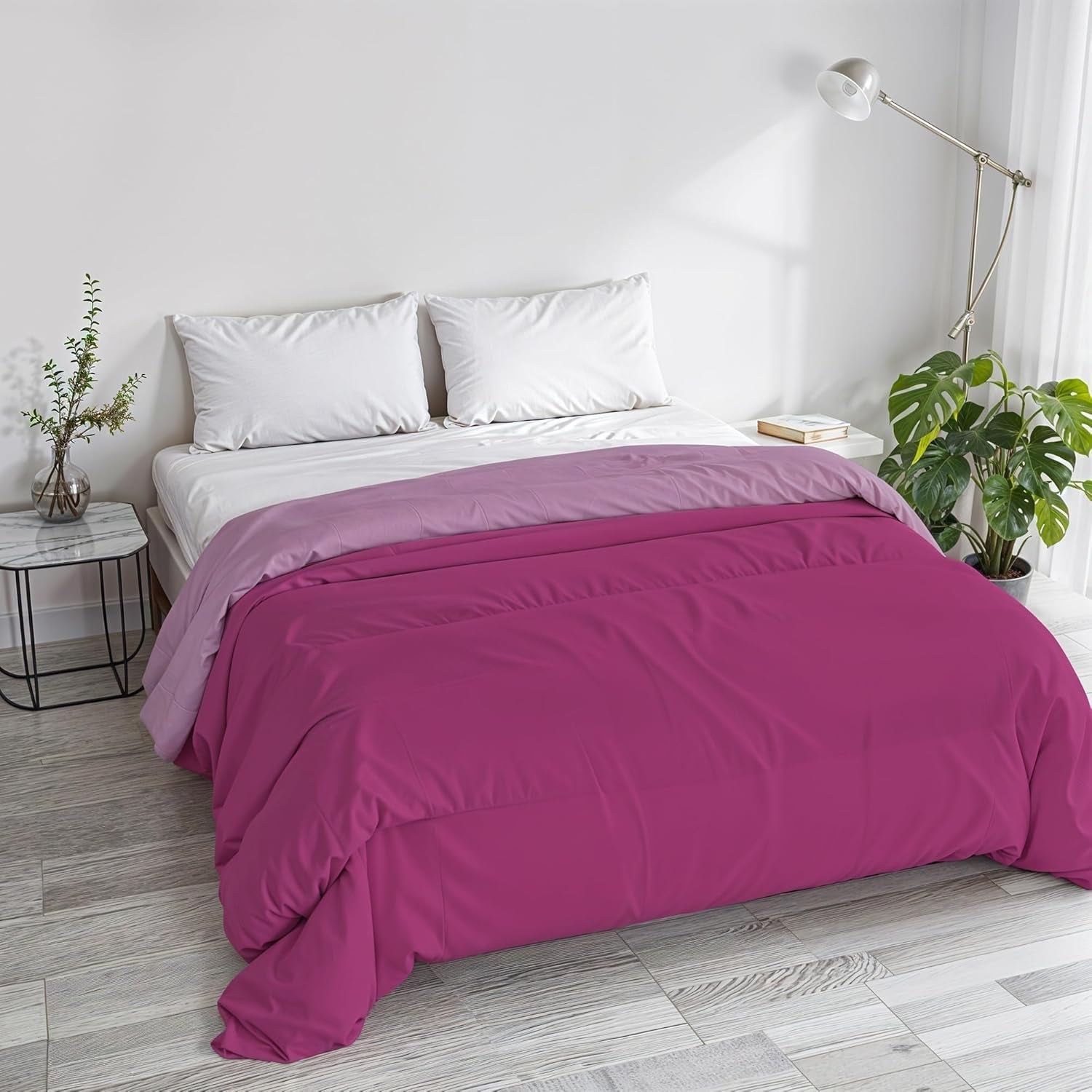 Einfache Winterdecke, einfarbig und wattiert, dunkelgrün/creme, 200 x 245 cm. Naty Shop Bettdecken und Steppdecken Fuchsia/Flieder 250 x 245 cm